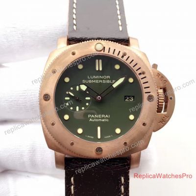 Swiss Panerai Luminor Submersible Replica Watch Rose Gold Green Dial - PAM382